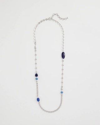 Blue Accent Long Single Strand Necklace