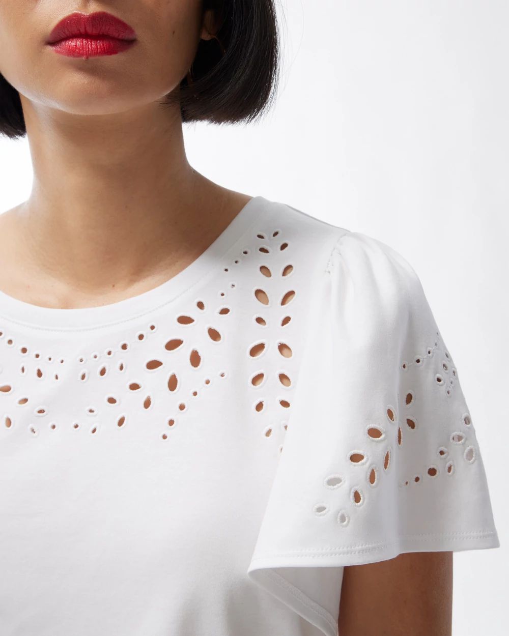 Cutwork Flutter Sleeve Tee