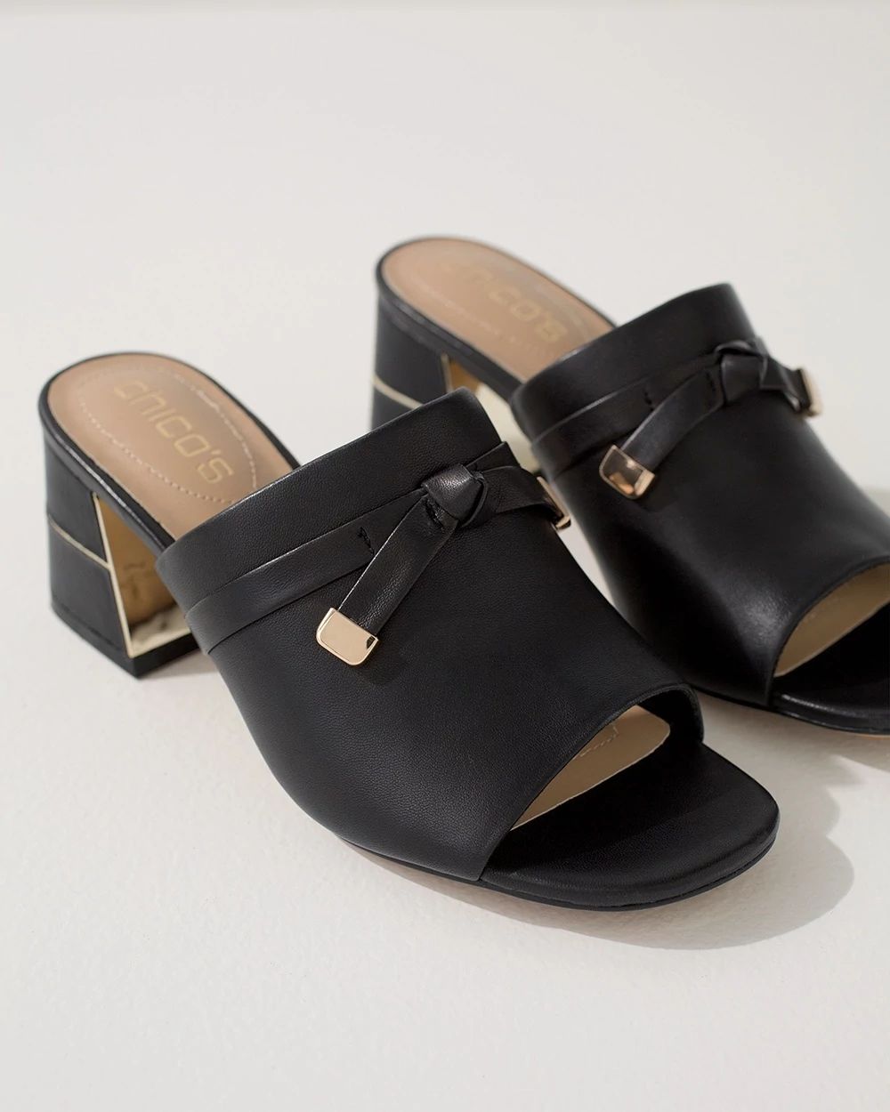 Black Leather Slides