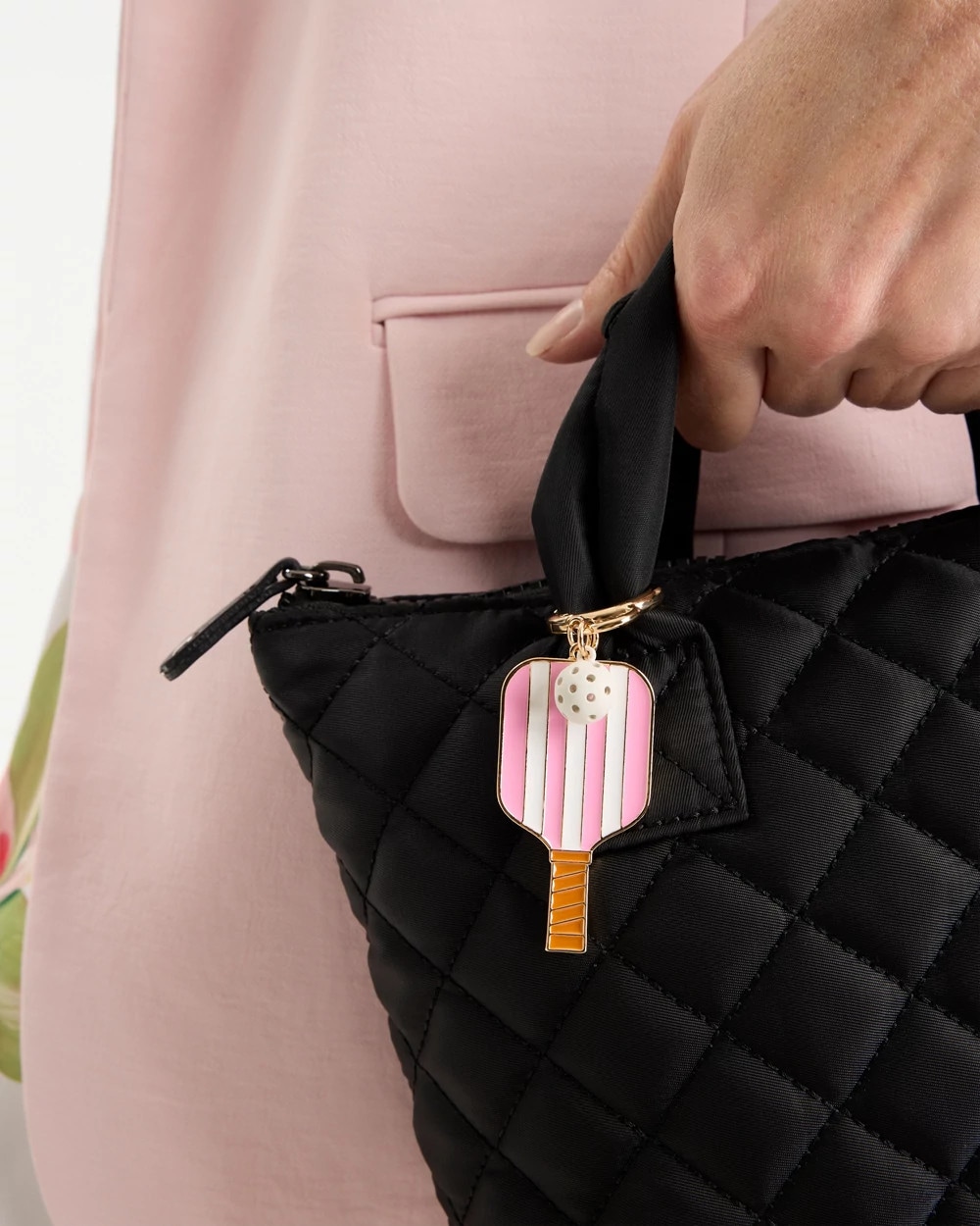 Pink Enamel Pickleball Bag Charm