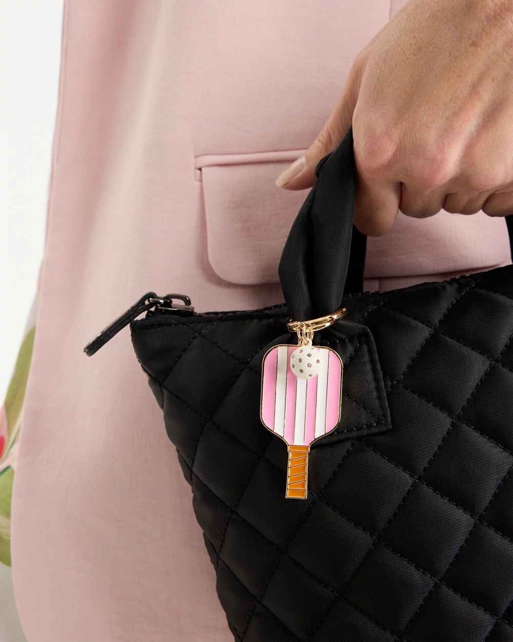 Pink Enamel Pickleball Bag Charm click to view larger image.