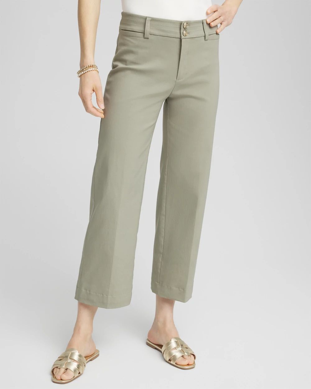 Trapunto Straight Leg Cropped Pants