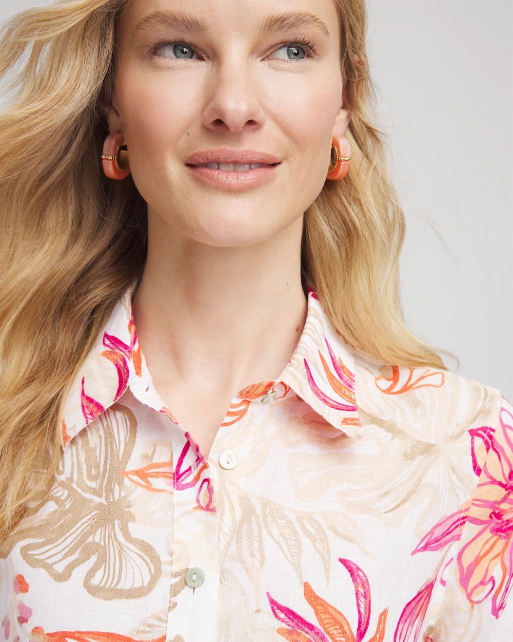 No Iron™ Tropical Floral Linen Shirt
