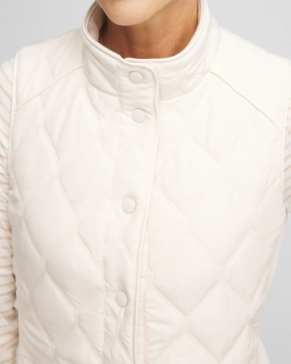 Rib Trim Quilted Vest