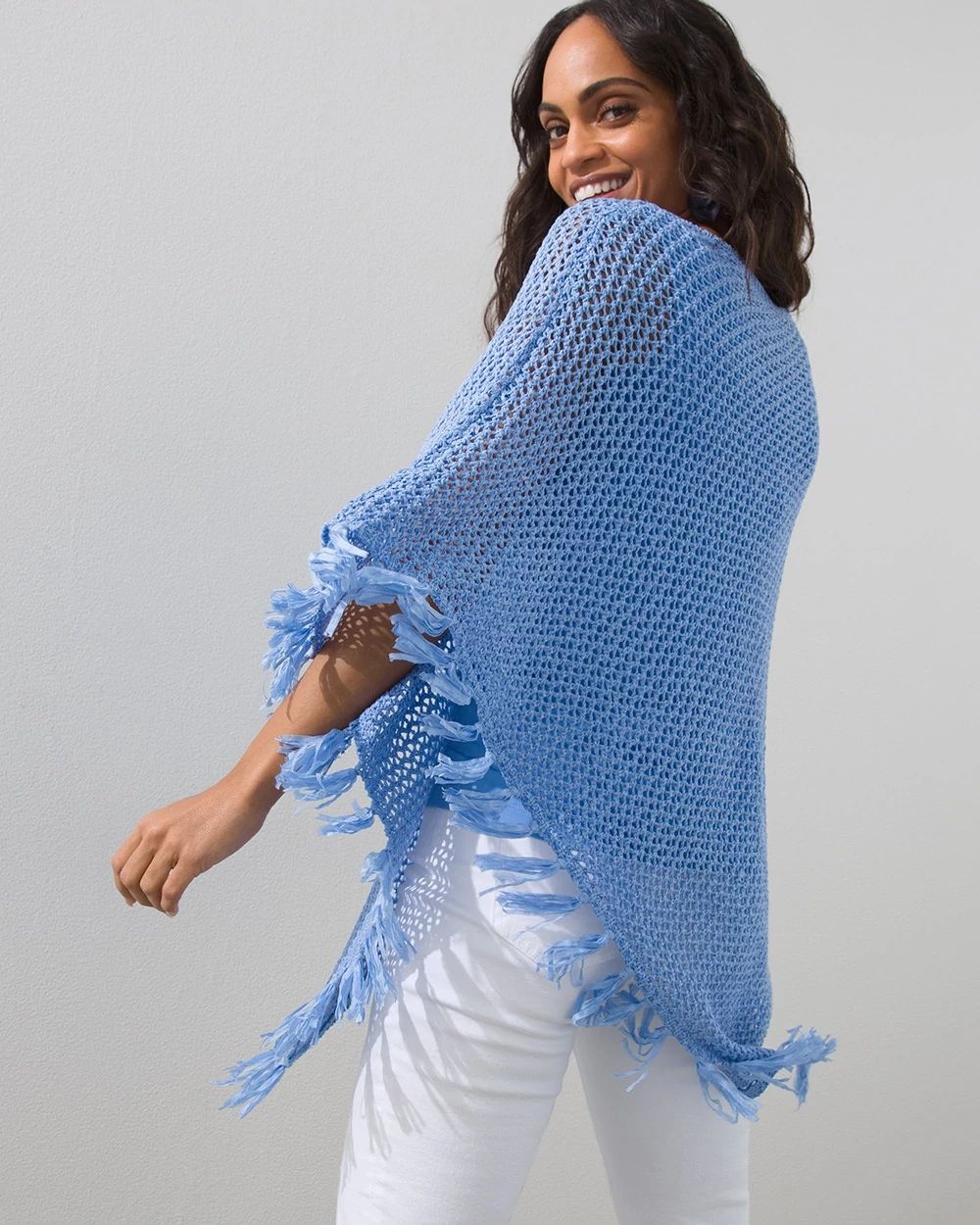 Blue Tape Yarn Poncho