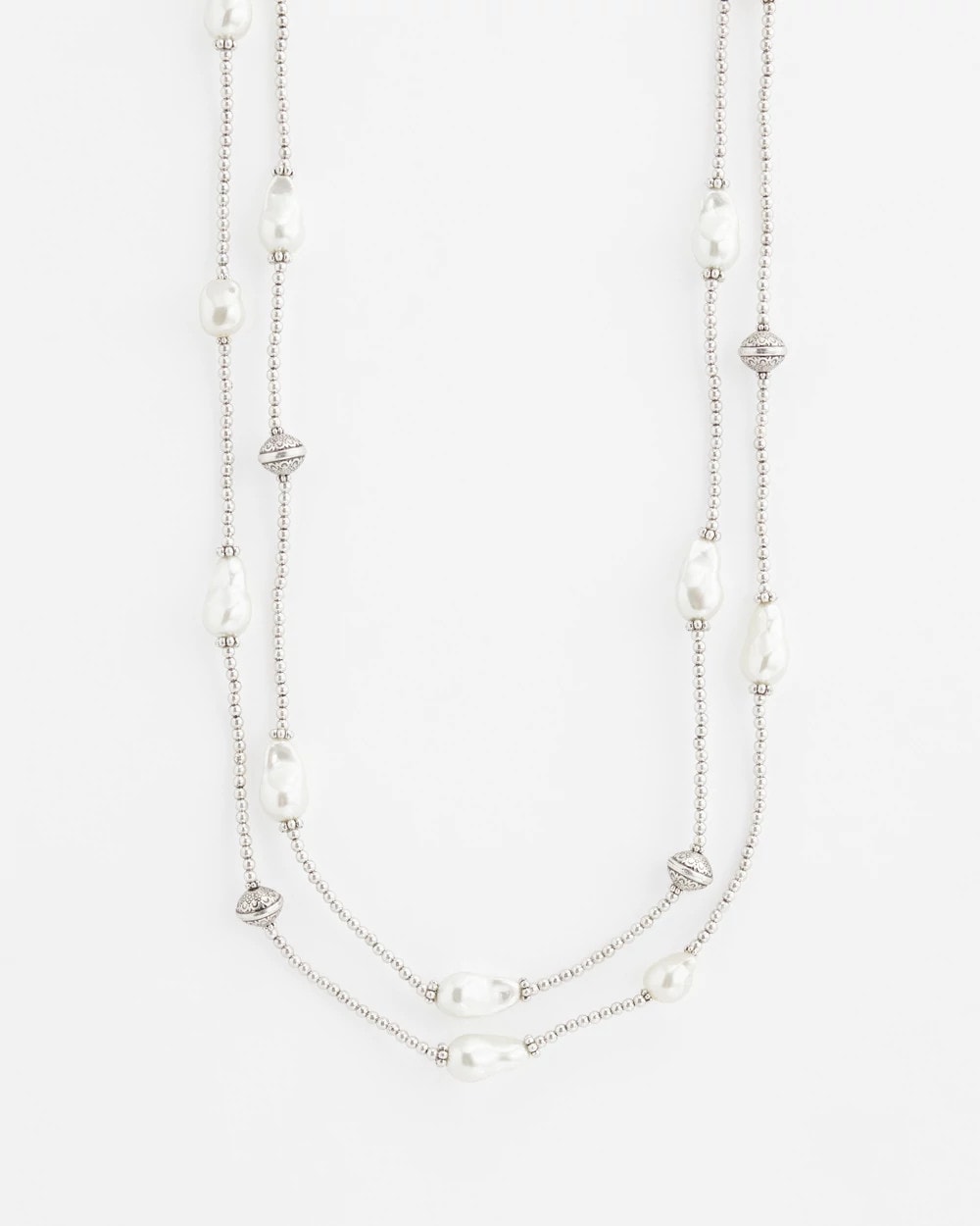 Faux Pearl Double Strand Necklace