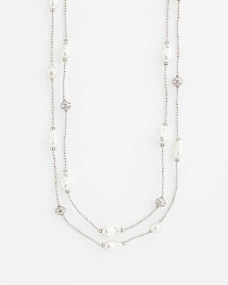 Faux Pearl Double Strand Necklace click to view larger image.