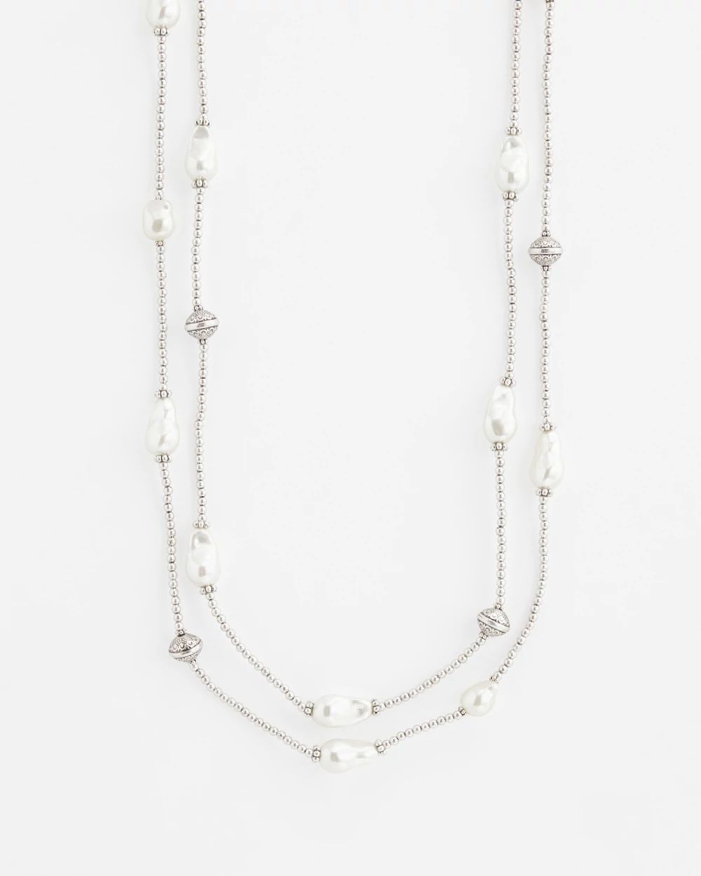 Faux Pearl Double Strand Necklace