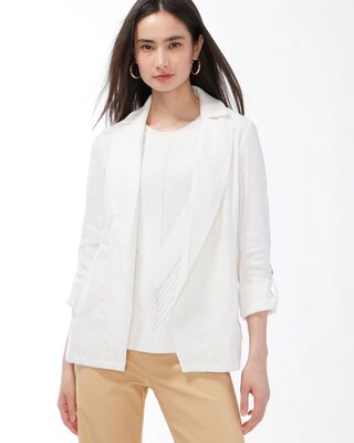 Linen-Blend Stretch Moto Jacket