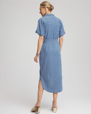 Denim Belted Midi Shirtdress click to view larger image.