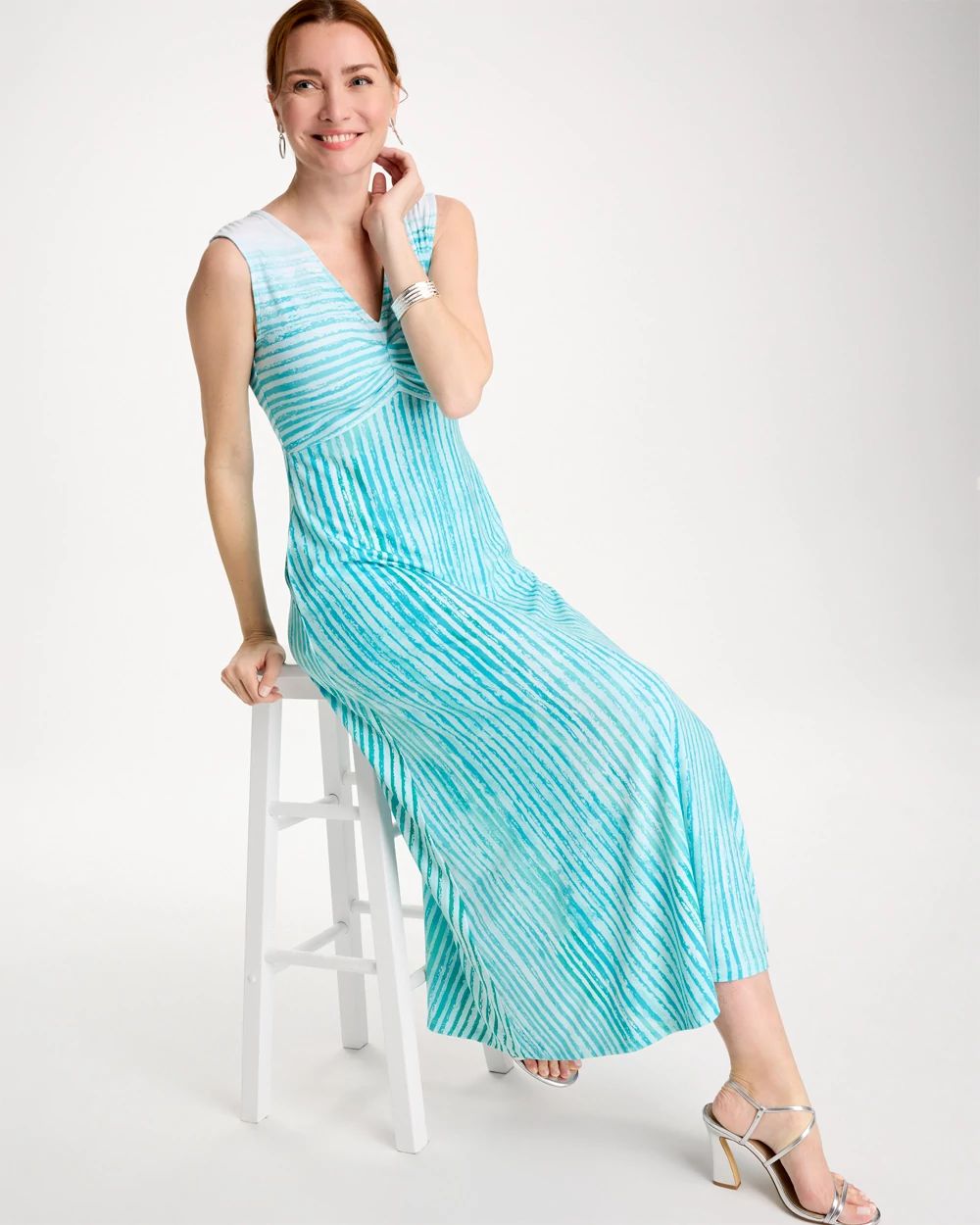 Ombre Coastal Striped Knit Dress click to view larger image.