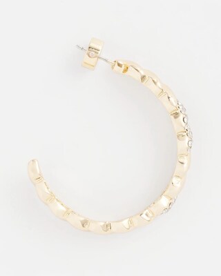 No Droop™ Gold Tone Pave Hoop Earrings