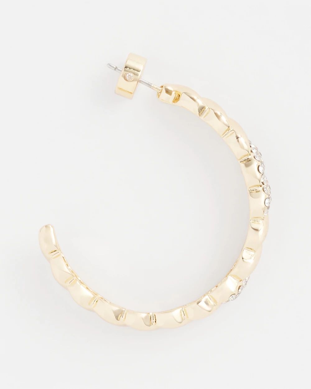 No Droop™ Gold Tone Pave Hoop Earrings