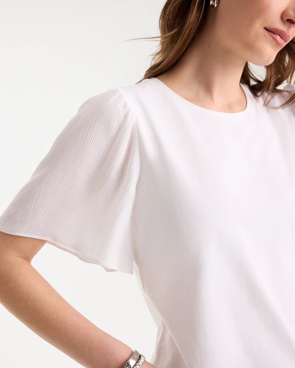 Gauze Sleeve Soft-Stretch Tee