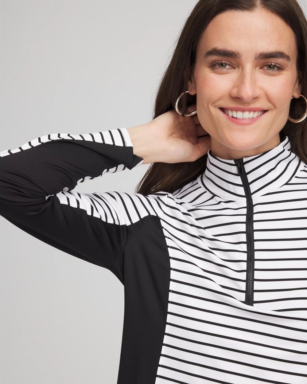Zenergy® UPF Striped Zip-Front Pullover