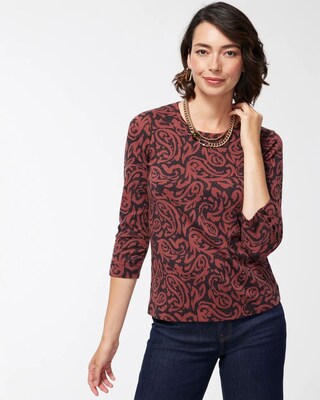 Pima Abstract 3/4 Sleeve Everyday Tee