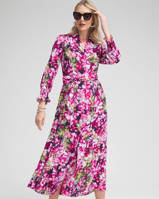 Pink Floral Maxi Shirt Dress