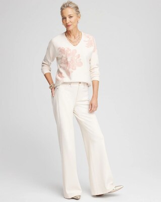 Jacquard Floral Pullover Sweater click to view larger image.