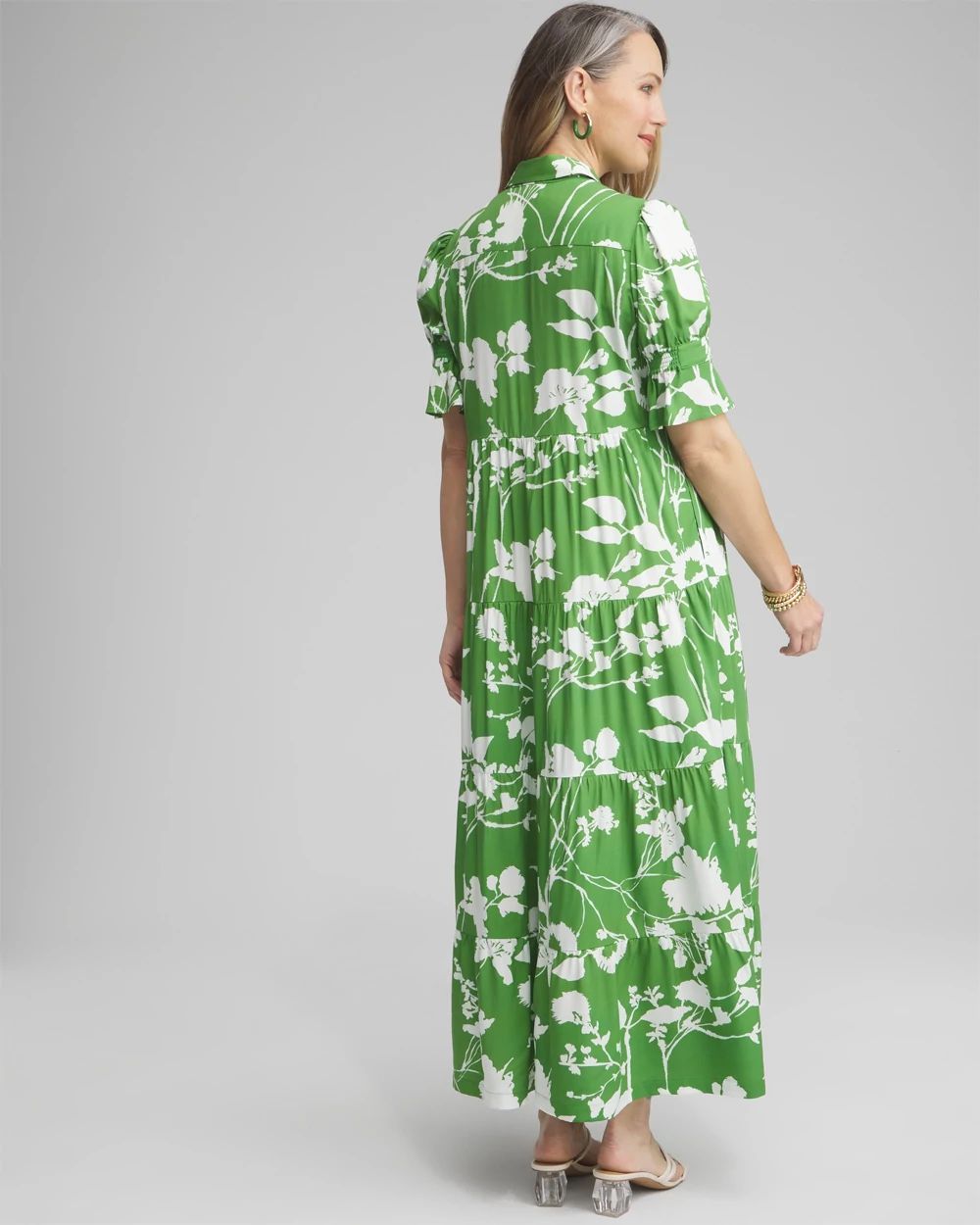 Petite Silk Blend Flare Sleeve Dress