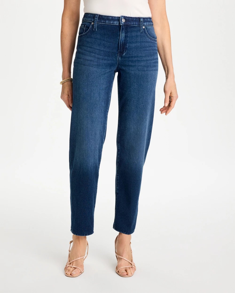 Chico's Slim Tapered Ankle Knit Denim In Biscayne Indigo
