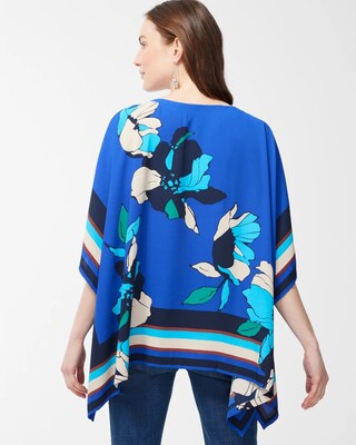 Border Stripe Floral Poncho