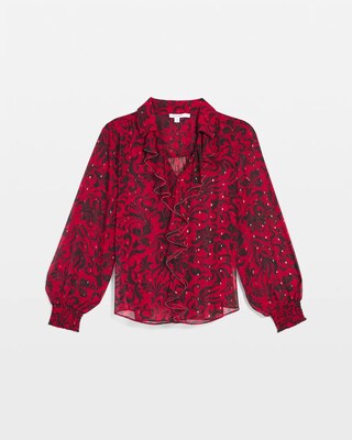 Chiffon Ruffle Neck Blouse click to view larger image.