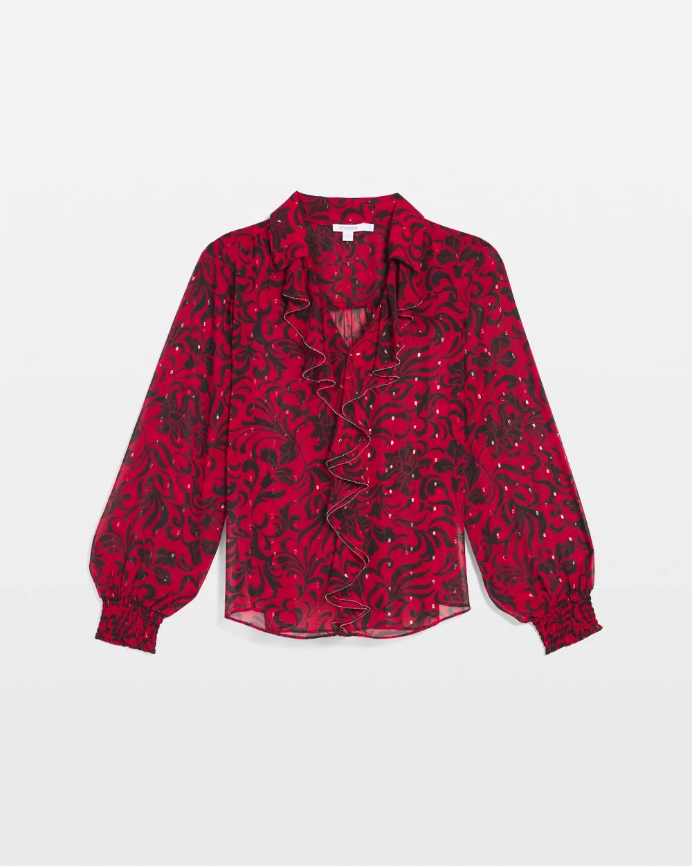 Chiffon Ruffle Neck Blouse
