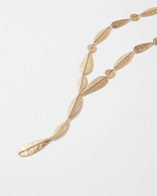 Gold Tone Leaf Y-necklace