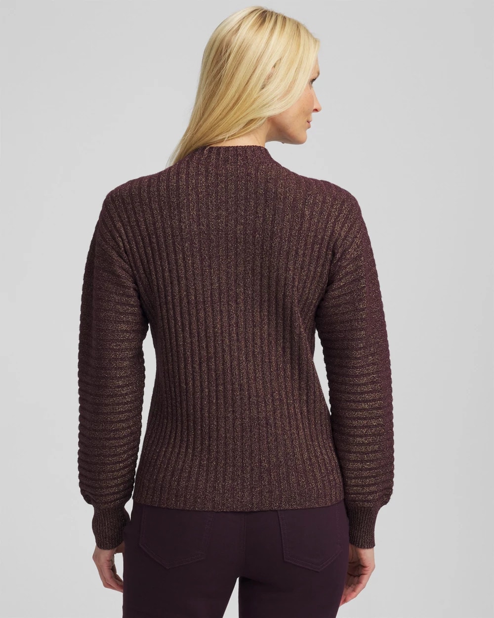 Metallic Ribbed Pullover