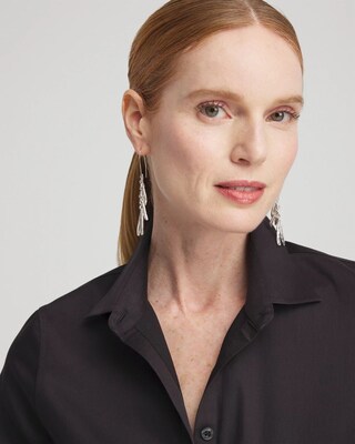 Silver Tone Leaf Earrings