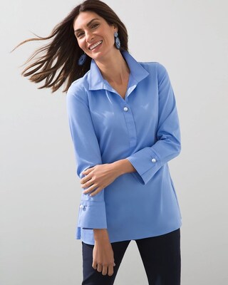 No Iron Stretch Faux Pearl Tunic