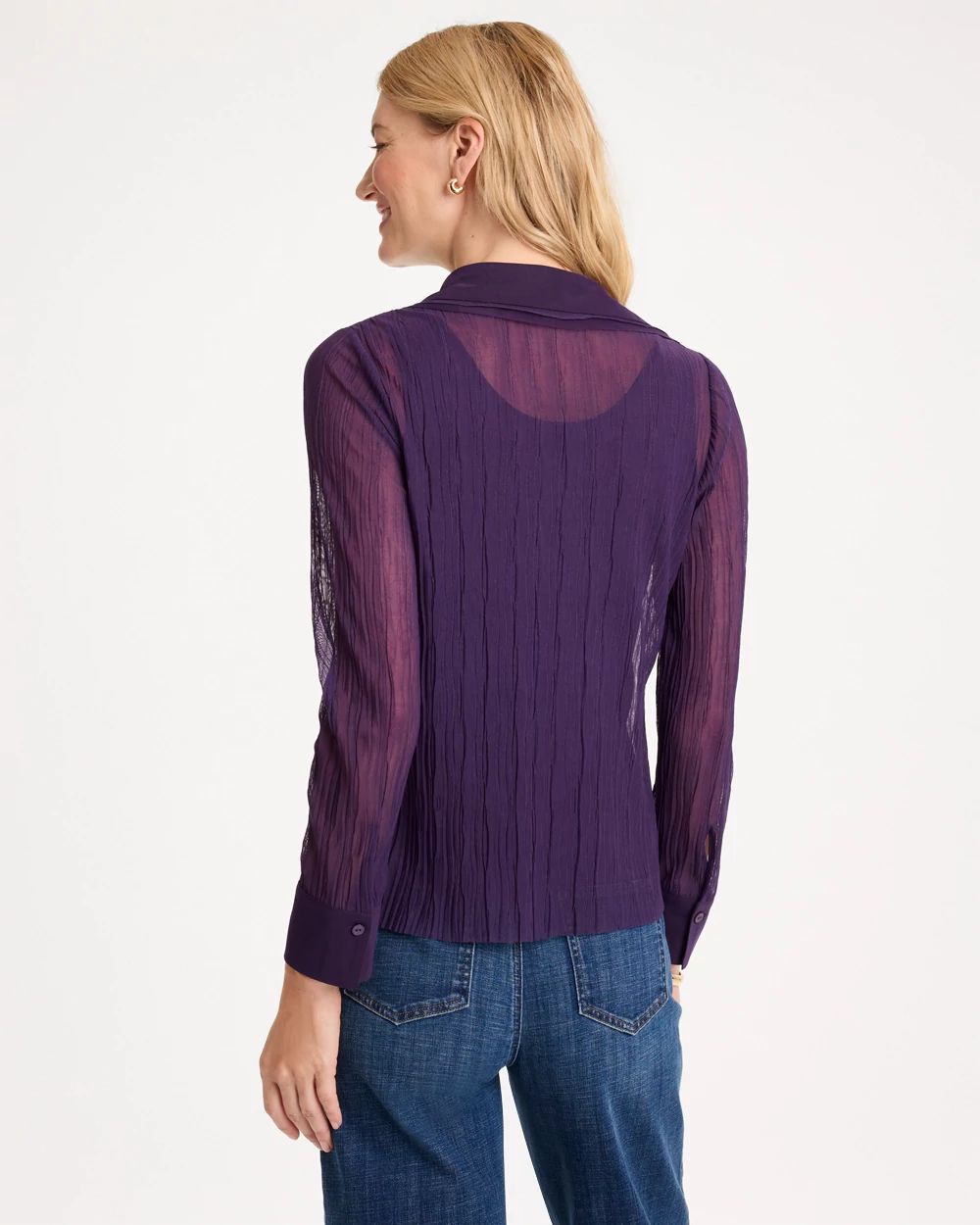 Semi-Sheer Crinkle Mesh Top click to view larger image.