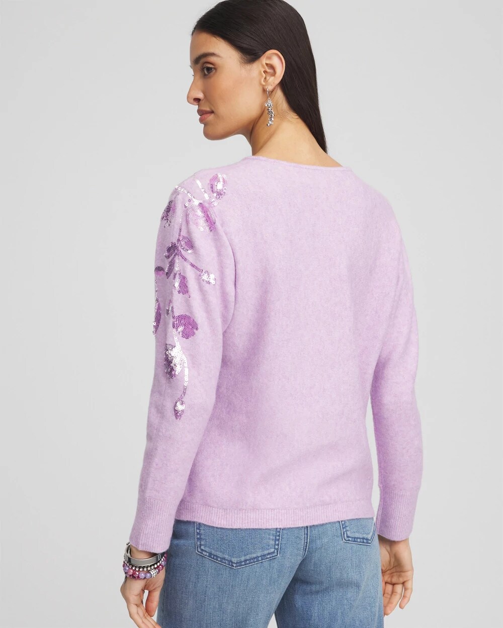 Sequin V-Neck Pullover Sweater