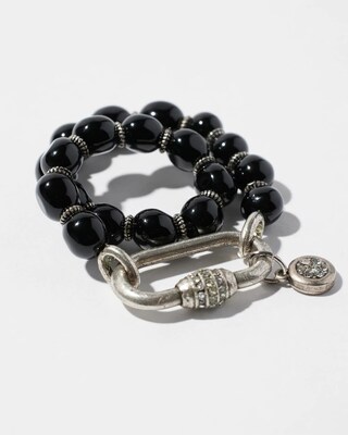 Black Agate Carabiner Bracelet
