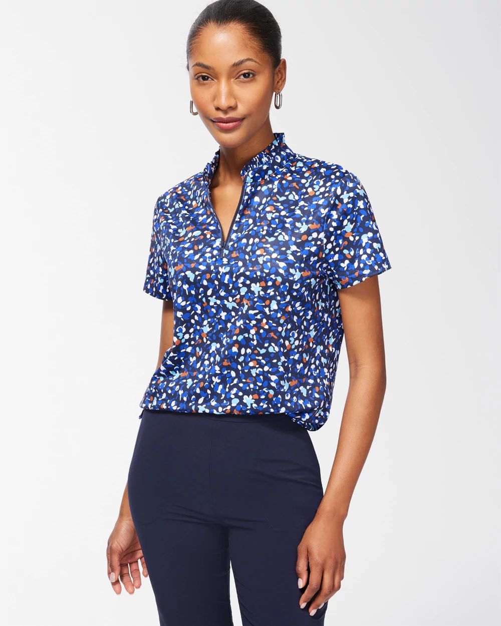 Zenergy UPF Dots Ruffle Neck Polo