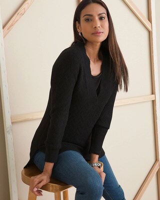 Herringbone V-Neck Sweater Tunic