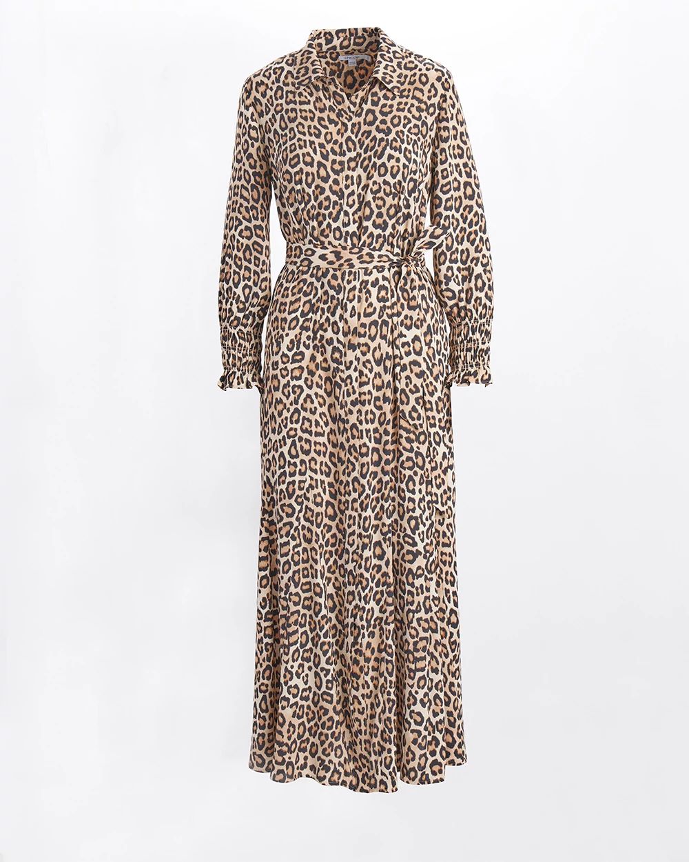 Crepe Animal Print Shirt Dress