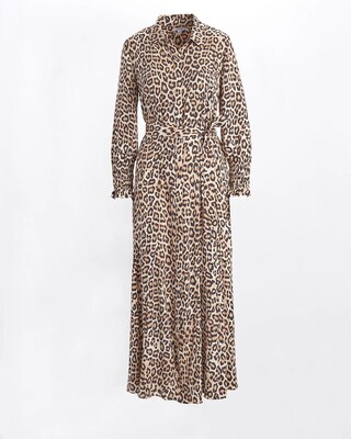 Crepe Animal Print Shirt Dress