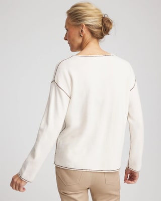 Contrast Stitch V-Neck Sweater click to view larger image.