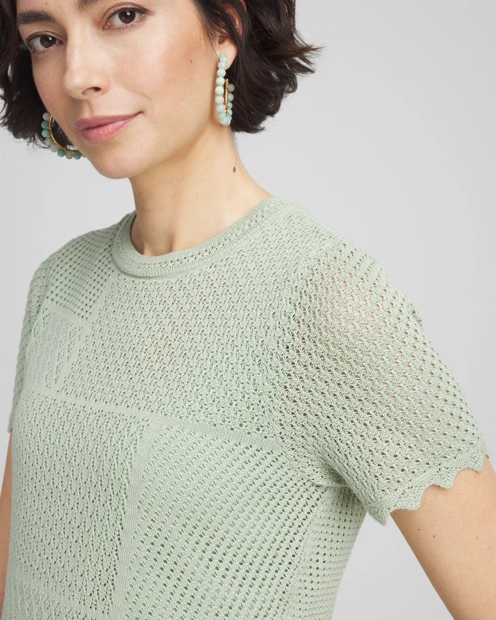 Pointelle Crewneck Sweater Tee