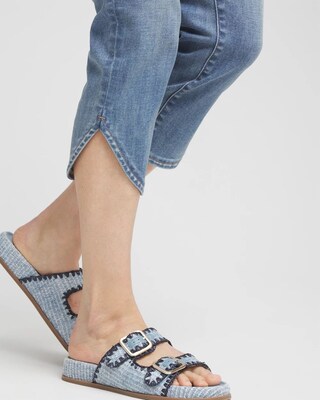 Pull-On Dolphin-Hemmed Capri Jeans click to view larger image.