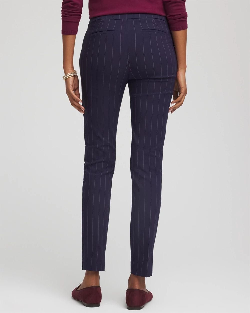 Pinstriped Brigitte™ Slim Pull-On Ankle Pants