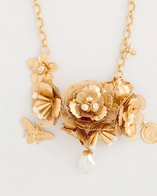 Chico’s Originals Filigree Flower Bib Necklace click to view larger image.