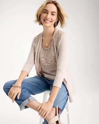 Embroidered Cozy Cardigan click to view larger image.