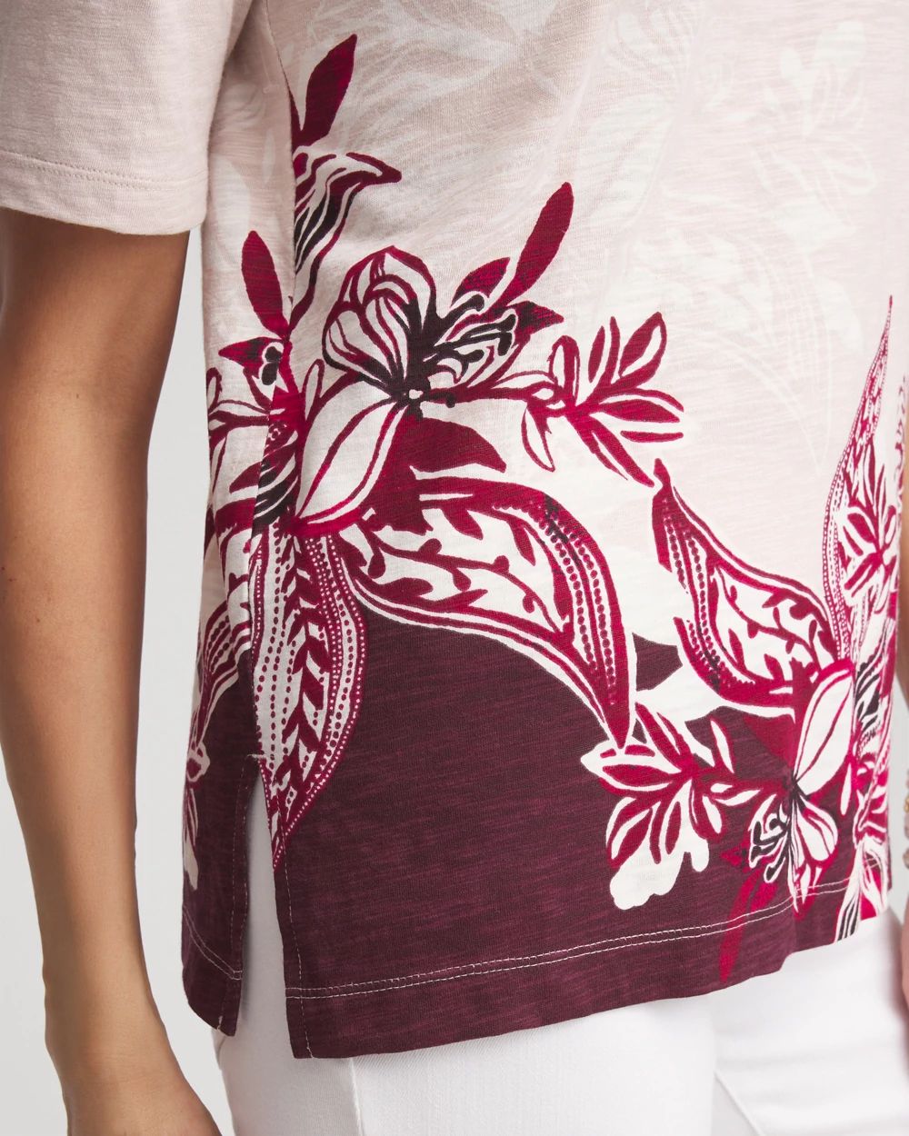 Floral Slub Scoop Neck Tee