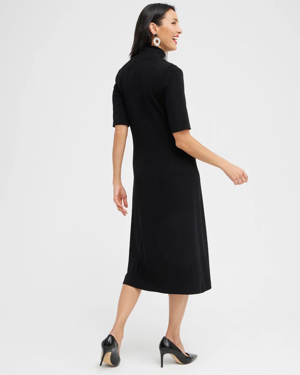 Travelers Mock Neck Midi Dress click to view larger image.