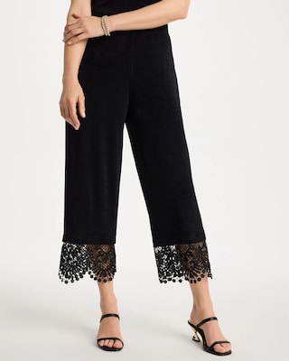 Petite Travelers™ Lace Trim Cropped Pants