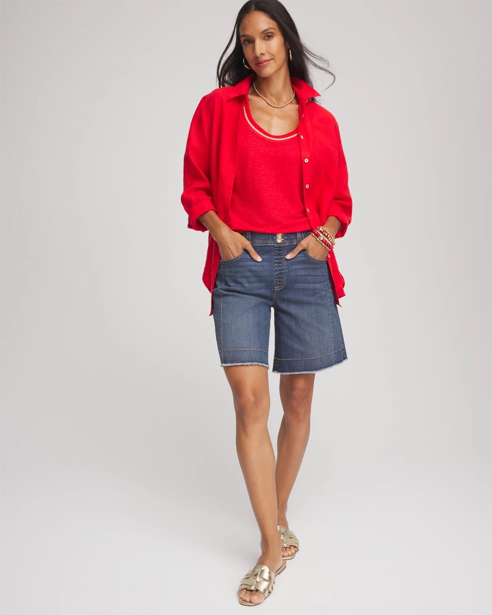 Sweater Trim Linen Tee