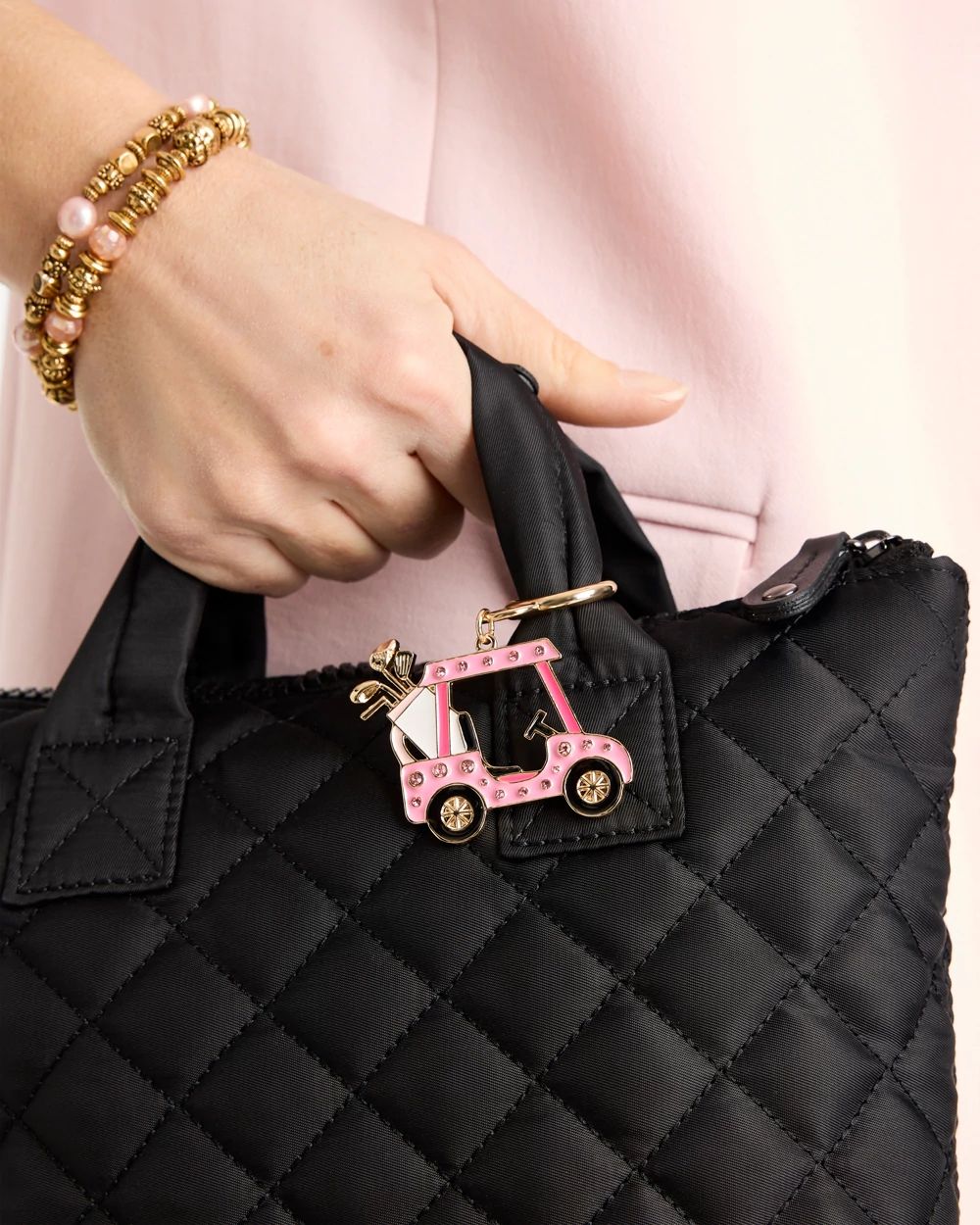 Pink Enamel Golf Cart Bag Charm click to view larger image.