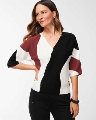Abstract Print Intarsia Sweater